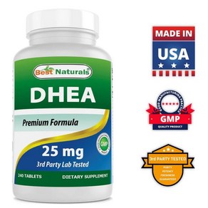 베스트 네츄럴스 DHEA 25MG 240 태블릿 하루 1정 8개월치, 1개, 240정