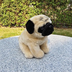 Pug 퍼그 개 강아지 동물 앉은 모형 24cm 봉제 인형 애착인형 꿈꾸는다락방, 브라운, 1개