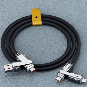 4in1 c타입 아이폰 usb 고속충전 케이블 1m, 블랙, 1개