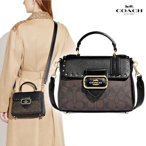 코치 몰간 탑 핸들 리벳 시그니처 컬러블록 사첼 CF322 Morgan Top Handle Satchel