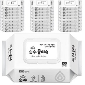 행운드림 순수물티슈 캡형, 100매, 25개