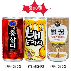 Yotta 고려 홍삼디 배도라지 참맑은 벌꿀 미니캔음료 업소용음료수 노래방 PC방 식당 차음료 혼합음료, 90개, 175ml