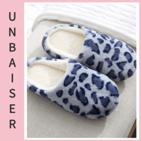 UNBAISER 레오파드 털실내화 소음방지 경량 소프트 거실화 빅사이즈 N1230NJ909