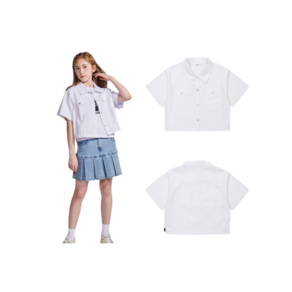 [에꼴리에] 24년 여름신상! #세일하는 쿨스판 크롭 쟈켓~ 빠른배송# 주니어 여아용! 랩 반바지셋업의 쿨 스판으로 시원하고 편안하며 단정하고 세련된 4부 화이트 쿨 크롭 쟈켓
