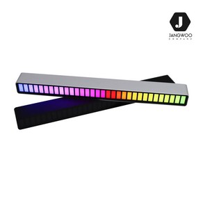 장우컴퍼니 JW-RGB BAR LED RGB 이퀄라이저 무선 LED 자석 스틱바 뮤직 소리반응 인테리어 차량용 램프, Silve, 1개