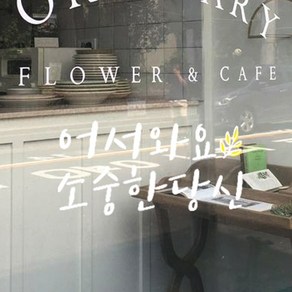 뮤즈 어서와요 소중한 당신 캘리그라피 레터링 인테리어 스티커 시트지, 흰색+노랑