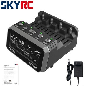 SKYRC NC2200 AA 충전기 및 분석기 NiMH NiCD 배터리 방전 터보 고속 리프레시 12V 2.0A 4 슬롯, 한개옵션1, 02 미국 플러그