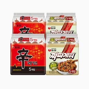 농심 신라면 5p x 2개 + 짜파게티 5p x 2개 세트, 20개