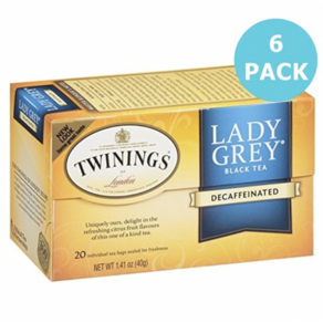 Twinings Lady Gey Black Tea 트와이닝 디카페인 레이디 그레이 블랙티 홍차 1.41oz(40g) 20티백 6팩, 40g, 6개, 2g, 20개입