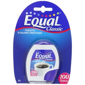 100 Count (Pack of 6) Oiginal EQUAL 0 Caloie S 100개(6개 팩) 오리지널 EQUAL 0칼로리 감미료 정제 설탕 대체제 제로 칼, 1개, 226.8g