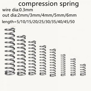 20 개 0.3mm 압축 스프링 외경 2mm 3mm 4mm 5mm 6mm 스테인레스 스틸 마이크로 소형 길이 5mm-50mm, 35mm, 20개