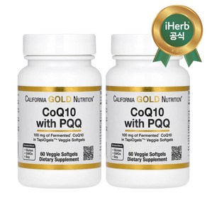 Califonia Gold Nutition PQQ 함유 CoQ10 100mg 베지 캡슐 60정, 2개