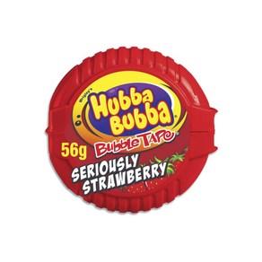 Hubba Bubba 후바부바 딸기맛 테잎 풍선껌 56g Stawbey Bubble Gum 180cm, 1개