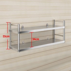 주방스텐선반 업소용 싱크대 주방 벽선반 인테리어 벽걸이 선반 전자 렌지 수납 스테인리스, 울타리 너비 30 길이 60 높이 55 두 층의, 1개