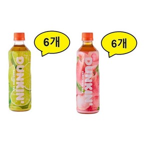 던킨 녹차샤인 제로아이스티 6개 + 홍차피치 제로아이스티 6개 총12개(500ml), 500ml