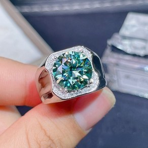 진짜 5ct 녹색 moissanite 남자 반지 925 은색 아름다운 다이아몬드 시험