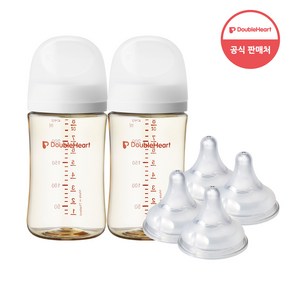 더블하트 모유실감 3세대 PPSU 베이직 트윈팩 240ml+젖꼭지(4입), 제뉴인화이트 240ml 트윈팩, 3세대 젖꼭지S (4입), 1개