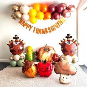 추수감사절 풍선 포토존 세트 6종 땡스기빙 장식 thanksgiving 벌룬클라우드 2024, 1세트, 4. 칠면조와 오곡백과 (오렌지)