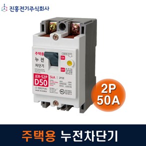 진흥전기 누전차단기 주택용 2P50A JER-52P 5kA, 1개