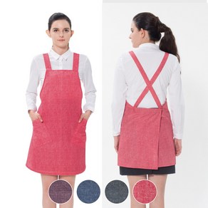 HBYK 데님 벨크로 X형 앞치마, PO-7702-A 검정색/대, 1개