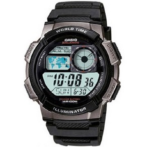 CASIO 10년 배터리 100미터 방수 항공기기 디스플레이 군인 시계 1000 블랙B