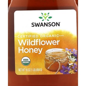 Swanson Cetified Oganic Wildflowe Honey 16 oz (454 g), 16454정, 454g, 1개