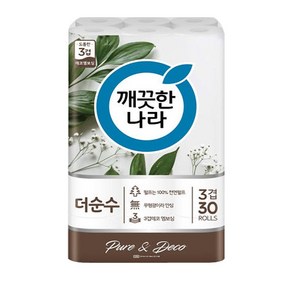 깨끗한나라 더 순수 엠보싱 3겹 천연펄프 화장지, 1개, 30롤, 25m