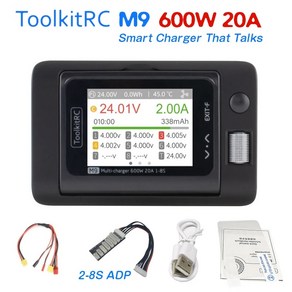 ToolkitRC M9 600W USB 빠른 Chaing DC 똑똑한 충전기 Lipo LiHv 생활 건전지를위한 오디오 기능을 가진 조정 가능한 스크린 각, 1개, 2.official set