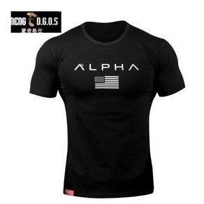 고급형 ALPHA 알파 남성 머슬핏 헬스 반팔티셔츠