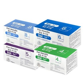 Sol-M 솔엠 인슐린 펜니들 멸균 주사침 21mm(33G) x 4mm 1박스(100개입)  세이프메디, 100개, 1개입