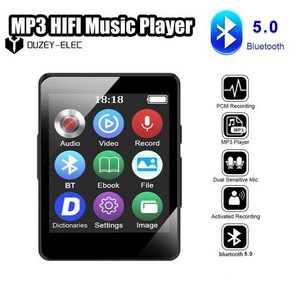 블루투스 5.0 무손실 MP3 음악 플레이어 HiFi 휴대용 오디오 워크맨 FM eBook 녹음기 MP4 비디오 플레이어 1.77 인치 화면