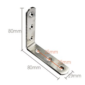 스텐L형 파이프조립 코너보강 연결철물 80x80x19, 1개