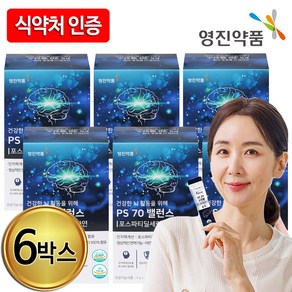 [물가 안정! 출시 특가] 2025년 영진약품 PS70 밸런스 포스파티딜세린 분말 스틱 두뇌 인지력 식약청인증, 6박스, 30g