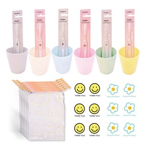 [미포리댁] 어린이집 생일 답례품 선물 유치원 졸업 입학 구디백 양치컵 칫솔, 6개, 양치컵+칫솔+데이지 조리개