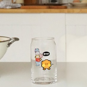 BT21 미니니 홈카페 유리컵 투명 글라스 유리잔 490ml, 1개, 슈키(SHOOKY)