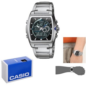 Casio 카시오 EFA120D-1AV 온도계 시계/고품질/인기/Quartz Ana-Digi Silver-Tone Bracelet 40mm