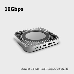 RayCue 새로운 M4/2024 Mac Mini 허브 및 모든 새로운 Mac Mini M4/M4Po용 NVMe/M.2 SATA SSD 인클로저가 포함된 스탠드, [01] 10Gbps (10-in-1 Hub), 1개