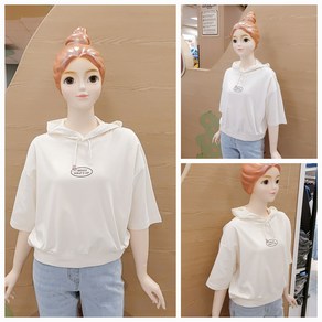 [소이주니어]논현점 24년신상 여름신상 ** 시원한소재 ** 팔길이 6.5부 후드티 ** 마네킹 키 155 11호 착용**