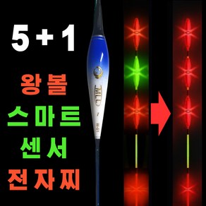 스마트 전자찌 왕볼 LED 센서찌 전자찌 CR425 5+1 민물 낚시 입질감지 변색 붕어 올림, 2호, 1개