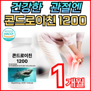 (옵션선택)콘드로이친 1200 뼈건강 / 닥터린 철갑상어 콘드로이친 콘레이티 상어연골분말 황산 근력감소 고함량 고순도 관절보조제 손가락 무릅 어깨 관절 케어 프리미엄 조인트, 1개, 60정