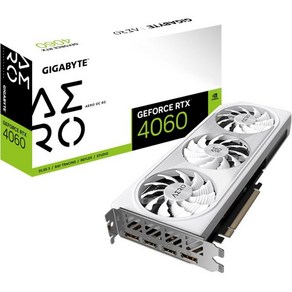 기가바이트 지포스 RTX 4060 AERO OC 8G 그래픽 카드 윈드포스 팬 3배 8GB 128비트 GDDR6 GV-N4060AERO OC-8GD 비디오, 1개