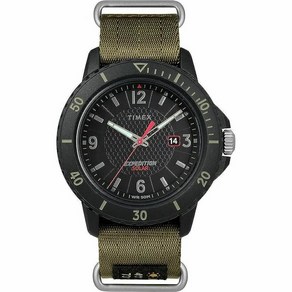 Timex Expedition Gallatin Solar 남성용 44mm 시계 올리브 슬립 스루 익스페디션 갤러틴 솔라 시계