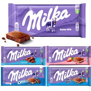 밀카 백프로 알프스 우유 milka 초콜릿 100g x 4개 5종 교차가능, 밀크2개+오레오2개