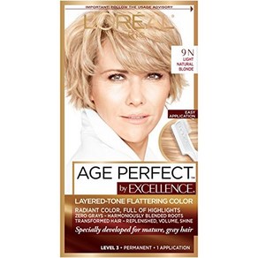 L'Oeal Pais ExcellenceAge Pefect Layeed Tone F 로레알 파리 엑셀런스에이지 퍼펙트 레이어드 톤 플래터링 컬러 8G 미디엄 소프트 골든, 1개(1팩), 1개, 9N 라이트 내추럴 블론드