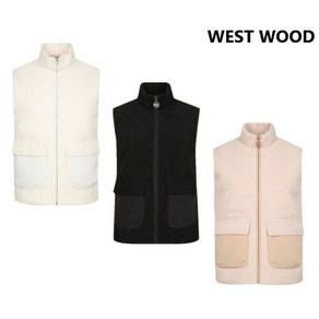 웨스트우드 WESTWOOD 포켓부분 우븐 배색으로 포인트를 준 여성 우븐 믹스 베스트 뽀글이 조끼 WM4WCVT644