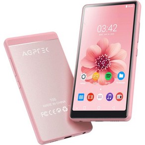 AGPTEK 40GB MP3 플레이어 블루투스 WiFi 4인치 풀 터치 스크린 MP4 스포티파이 FM라디오 핑크