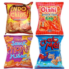 Thomy 베트남 과자 Oishi 4종 세트(SET) indo chips Tom cay Phomat Mieng Cab Me, 50개, 4종류 MIX