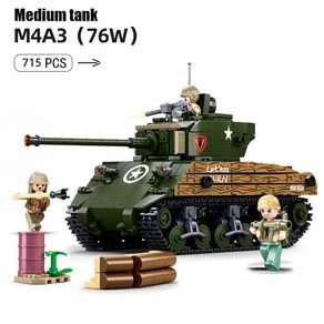 기갑탱크조립장난감 군사 ww2 대포 공격 장갑차 전투 탱크 자동차 트럭 육군 무기 빌딩 블록 세트 모델 킹 장난감 선물, [14] No Box 3 Dolls, 1개
