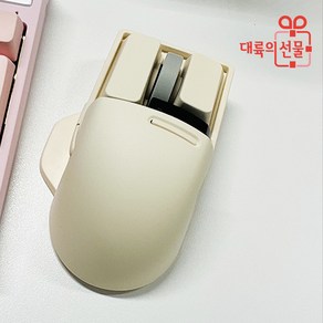 Lofee 로프리 레트로 밀크티 마우스 3채널 충전식 무선 블루투스 유선 마우스, OE909 베이지 (USB-C)