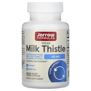 자로우 비건 표준화된 밀크시슬 150 mg 100 배지캡슐 재로우 Milk Thistle, 성인남녀공용, 1개